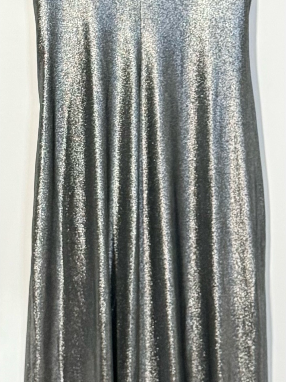 NWT Harper Rose Wedding Guest Metallic Maxi Dress Silver Mock Neck Knot Front - Picture 4 of 7